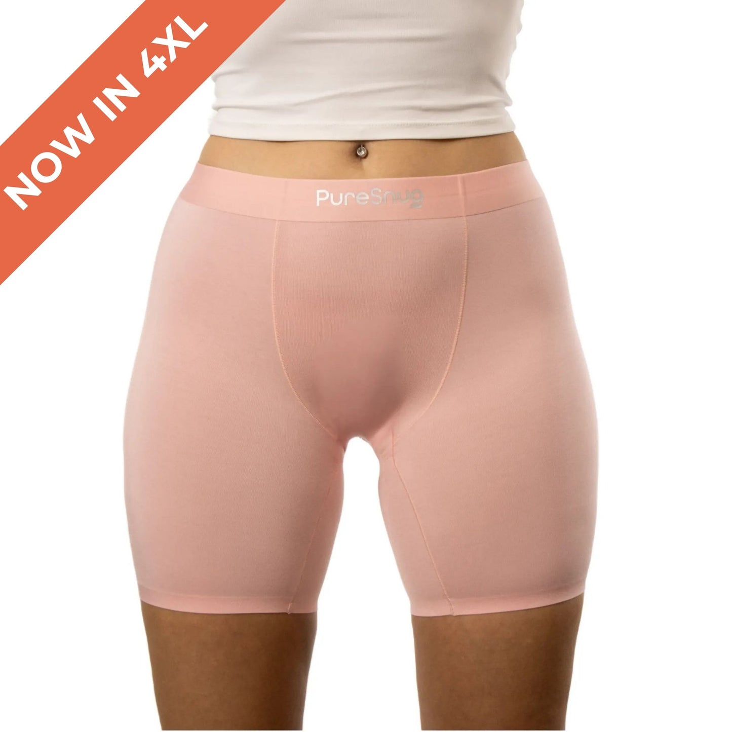 PureSnug boxer briefs in a soft pink color, no ride up, no wedgies, no chafing design, size up to 4XL, AU