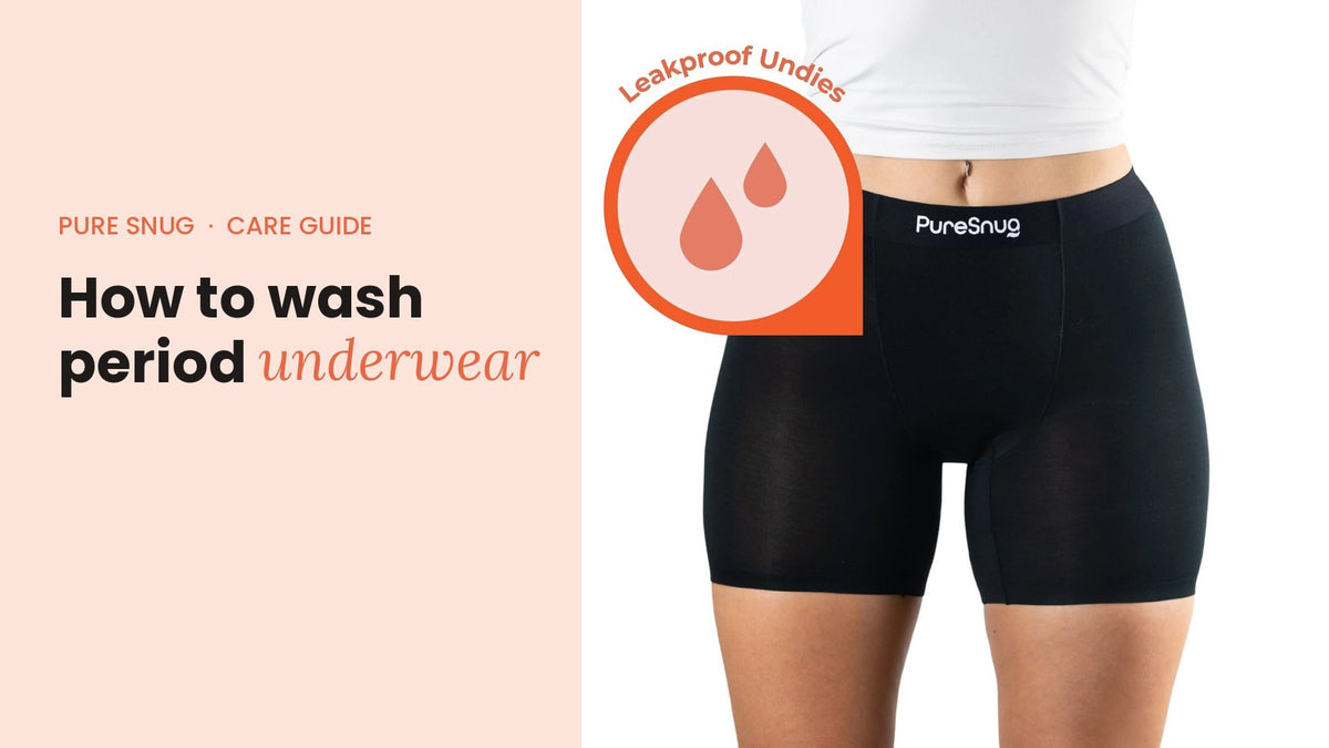 How to wash period underwear, PureSnug care guide, black leakproof boxer style
