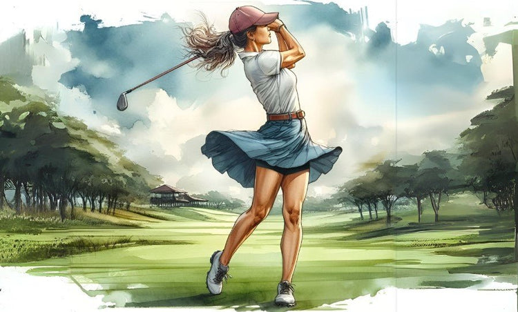 a lady golfer with boxer briefs