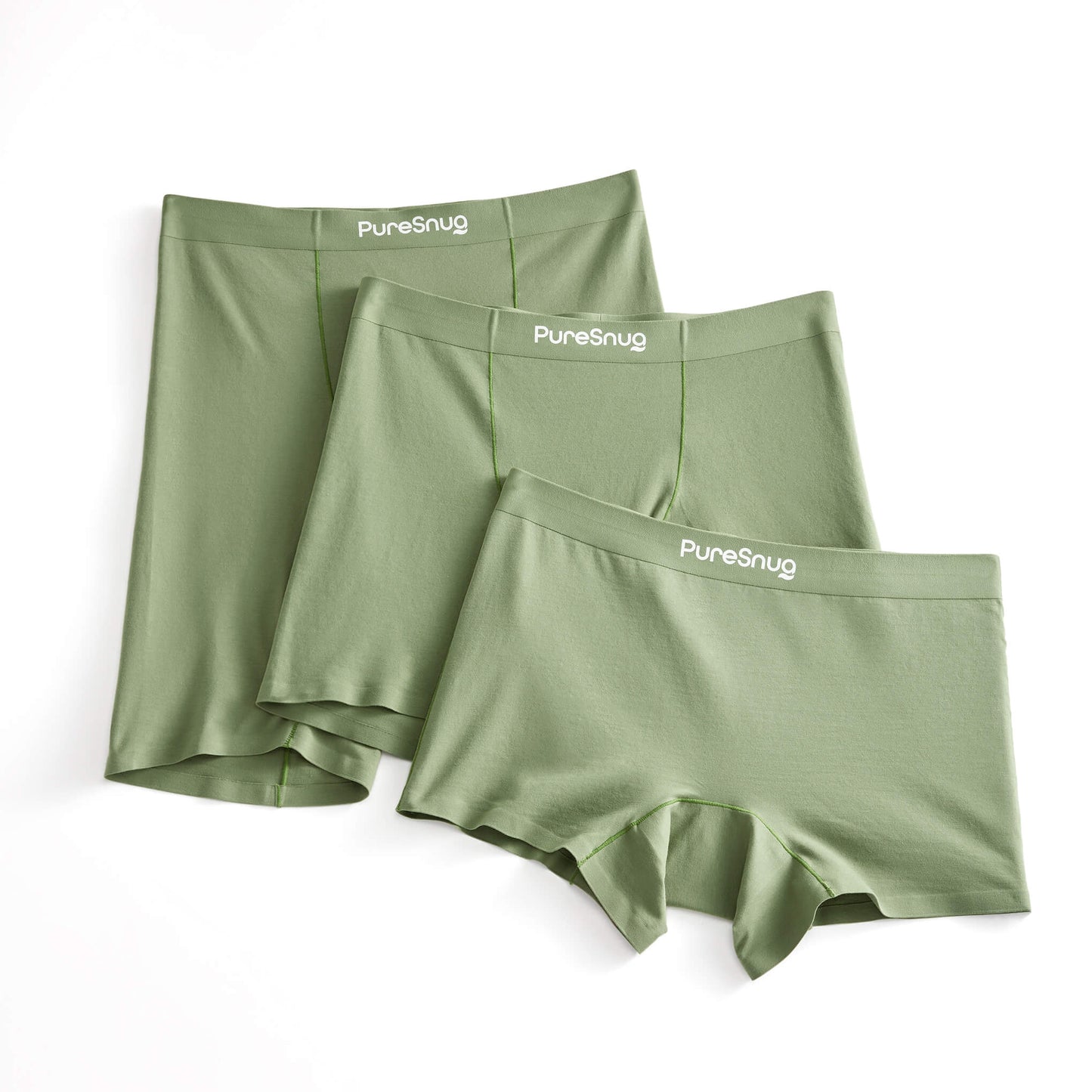 Olive Green (8" inseam) High-Waisted Cotton Biker Briefs