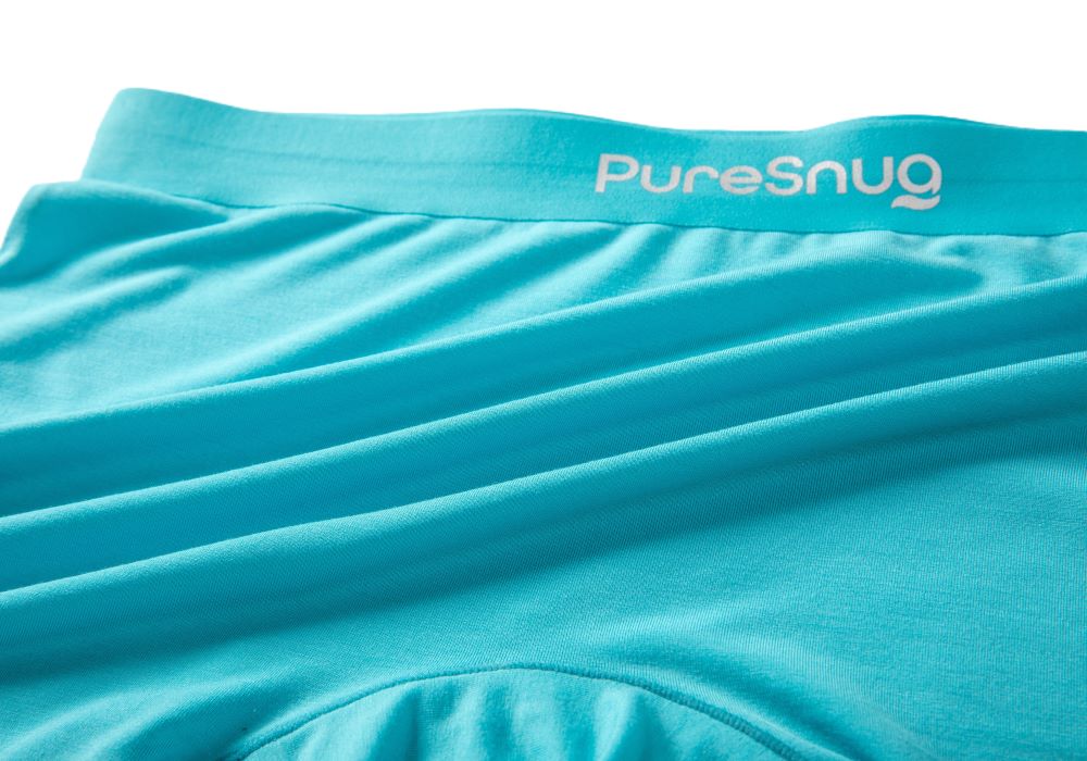 soft fabric in aqua color, breathable, and smooth.