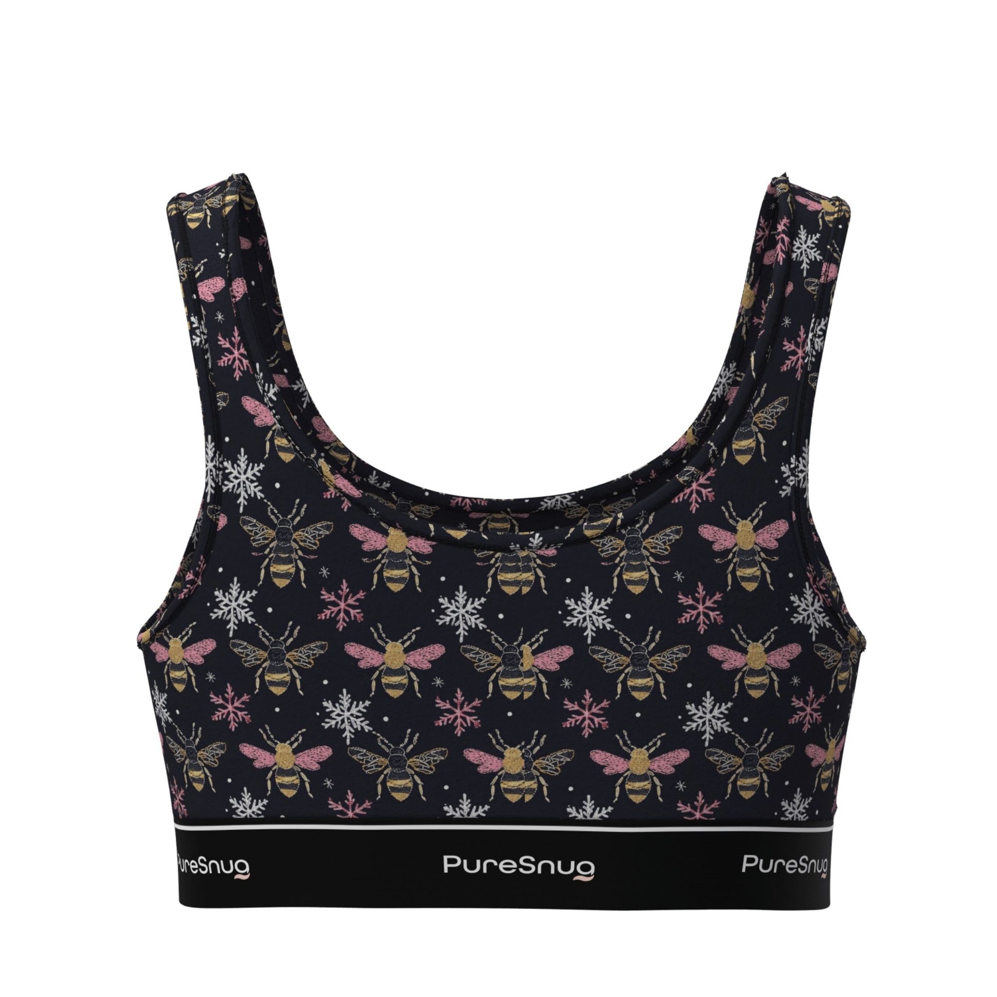 Back view of PureSnug Bees Crop Top showcasing wide shoulder straps and a smooth, seamless finish for everyday wear.