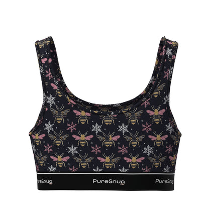 Back view of PureSnug Bees Crop Top showcasing wide shoulder straps and a smooth, seamless finish for everyday wear.