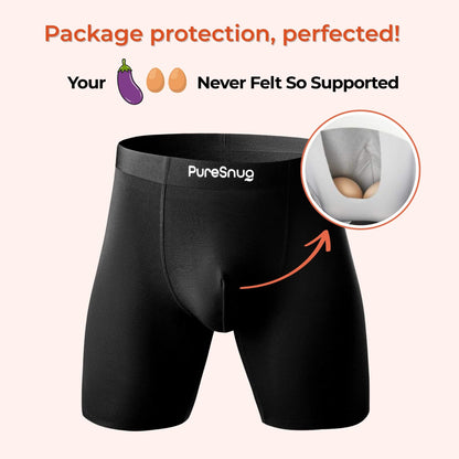 Black Men's Boxer Briefs (6″ Inseam) w/ Pouch