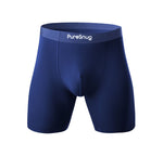 PureSnug Men's Boxer Briefs in  navy blue – comfy and breathable modal fabric, 6-inch inseam, flat gentle waistband.