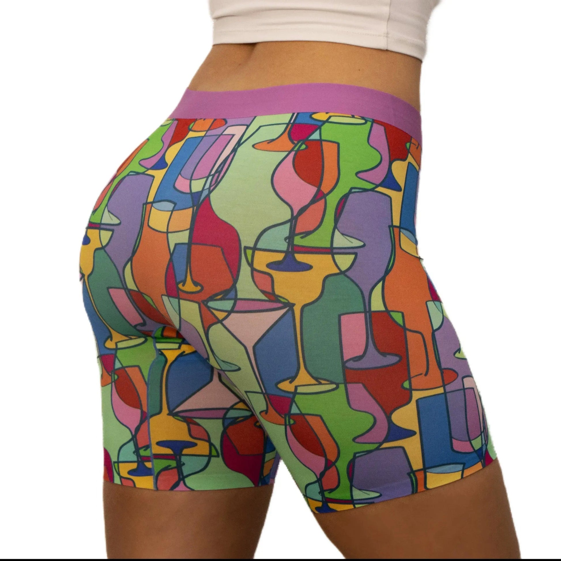 puresnug ladies' boxer briefs side view in wine party print