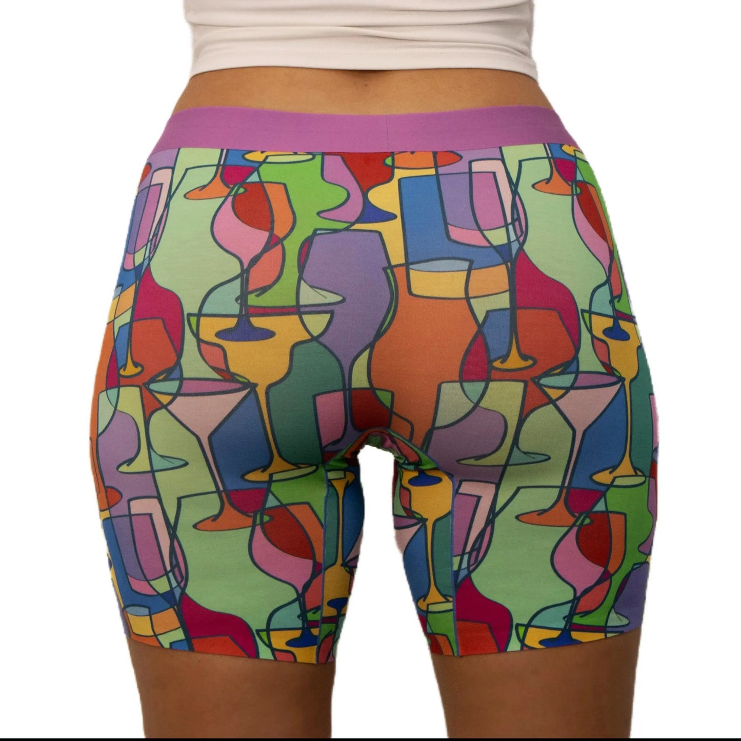 puresnug ladies' boxer briefs back view in wine party print