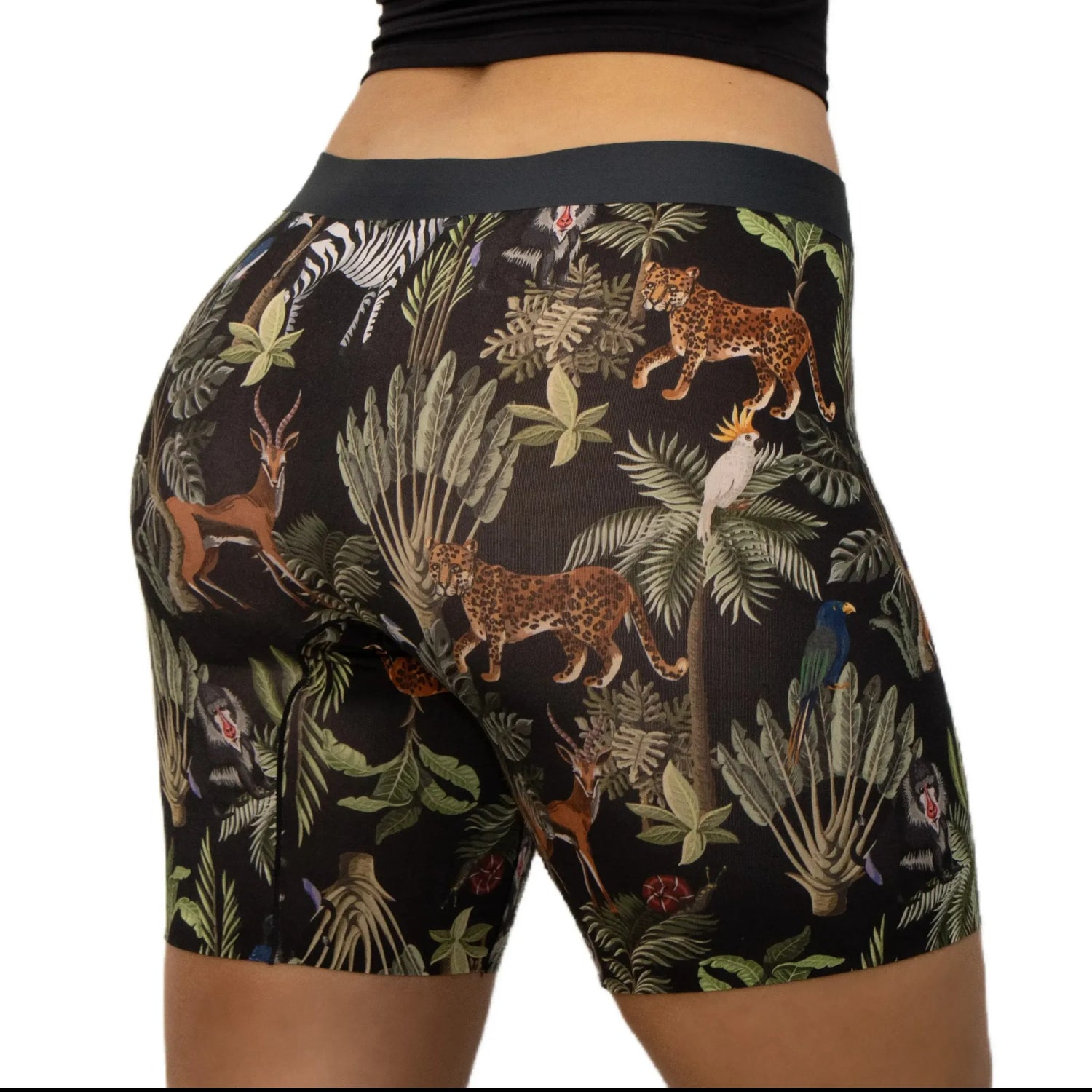 puresnug ladies' boxer briefs side view in wild jungle print
