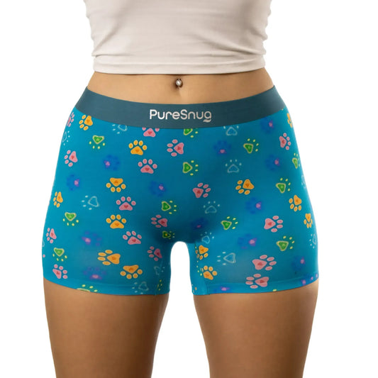 puresnug boyleg underwear in animal paw print and teal color,AU