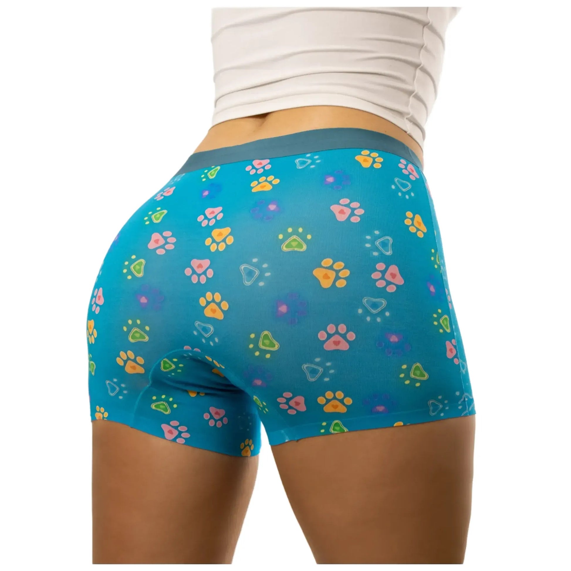 puresnug boyleg underwear in animal paw print and teal color,AU