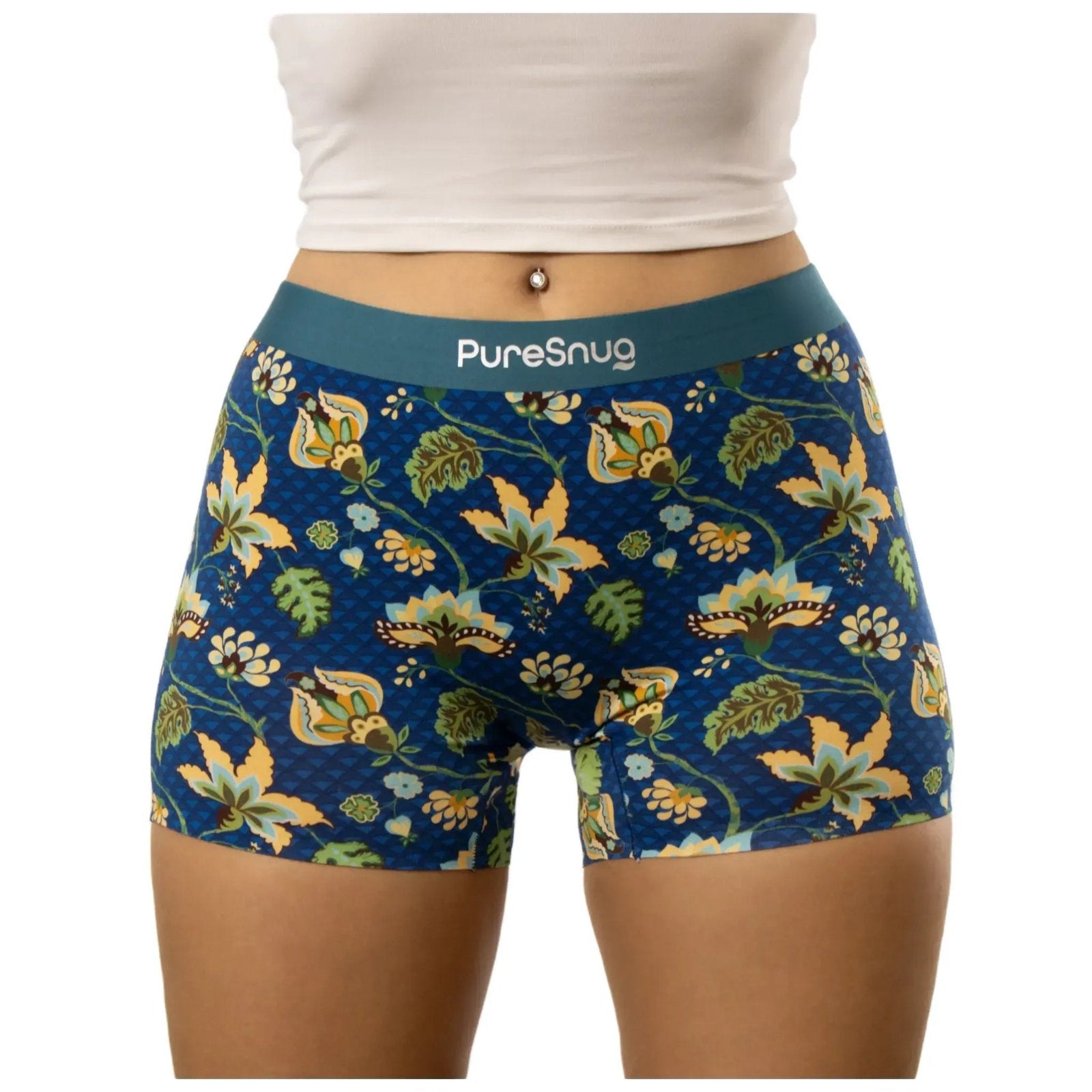 puresnug boyleg underwear in elegant floral print and navy background,AU