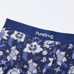 Floral patterned underwear with 'PureSnug' branding on a white background