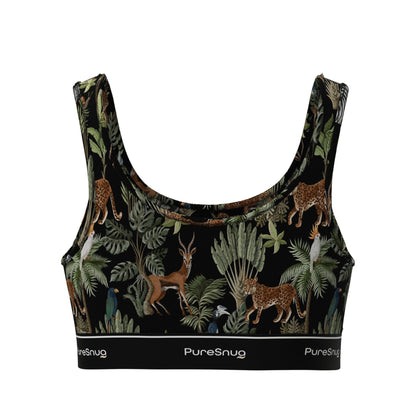 Back view of PureSnug Jungle Crop Top showcasing wide shoulder straps and a smooth, seamless finish for everyday wear.