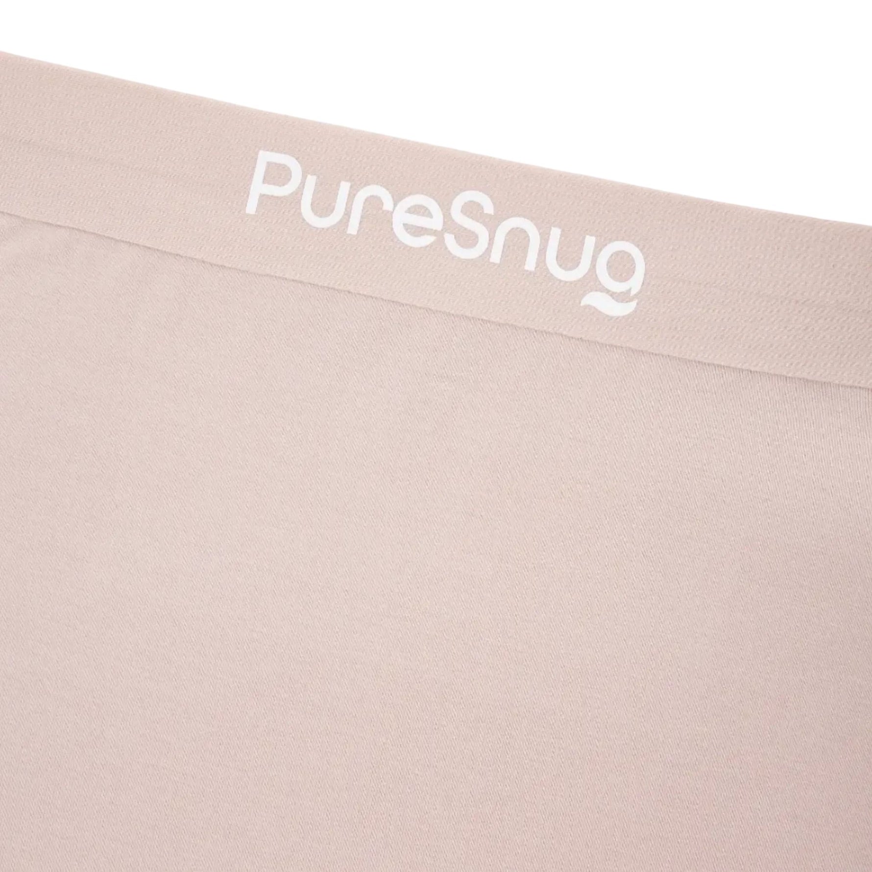 Close-up of soft elastic waistband on nude-tone PureSnug women’s undies.