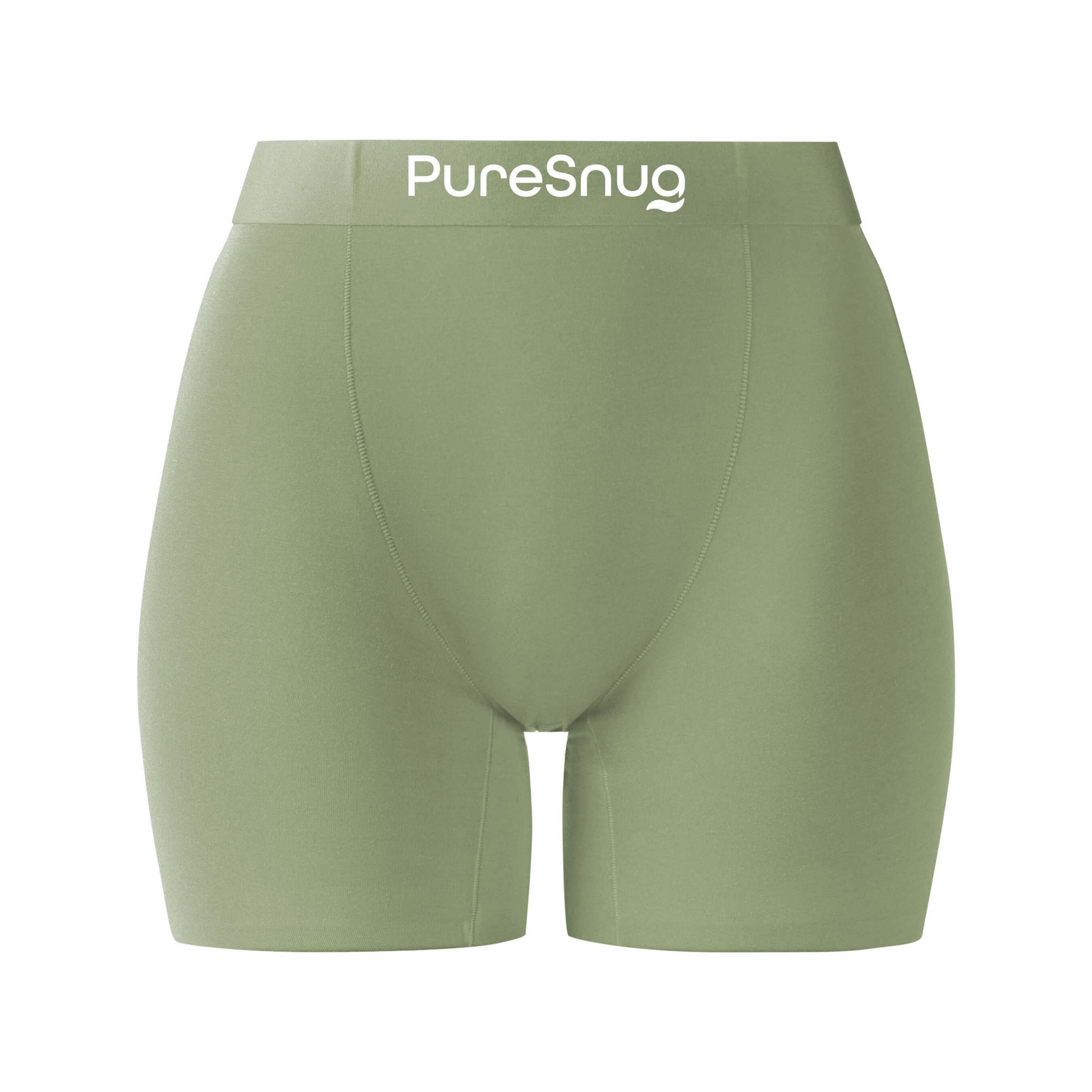 front view of breathable olive cotton boxer briefs for women