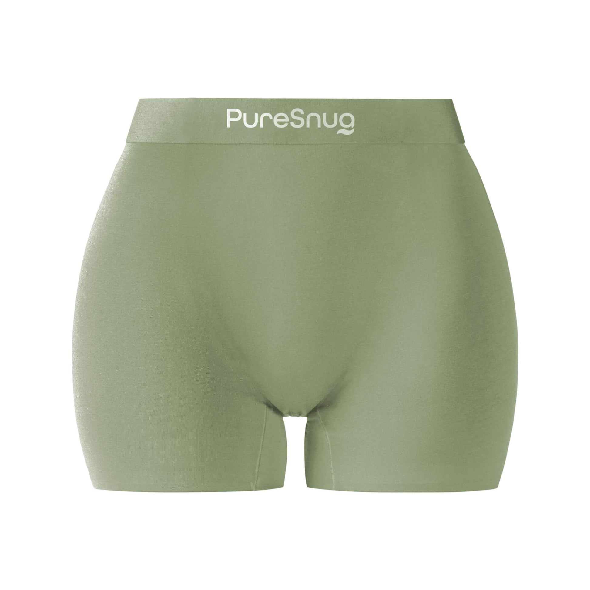 front view of women’s olive cotton boyleg underwear