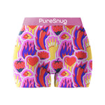 Puresnug underwear, boyleg in 3 inches inseam, boxer briefs, booty short. underwear in spicy smooth print. in pink background. sold in Australia, by Pure Snug.