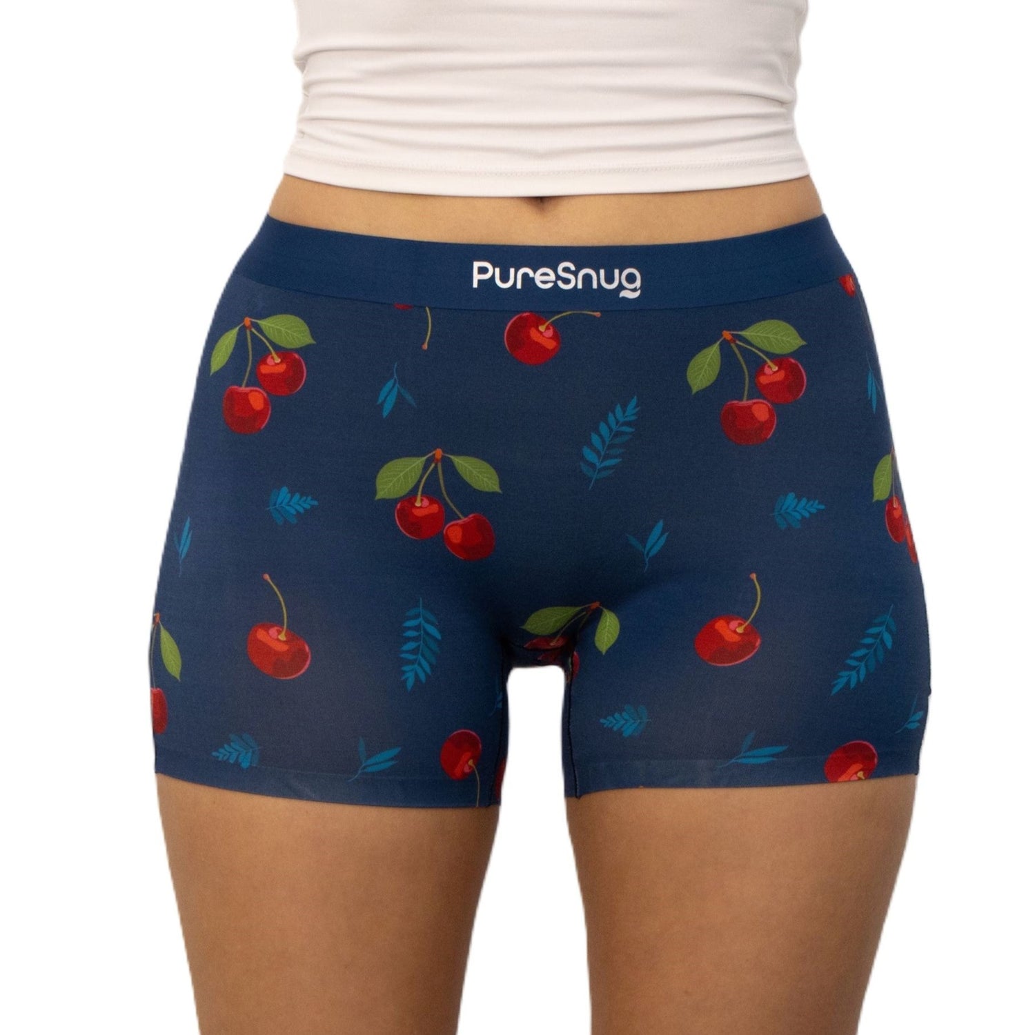 puresnug cherry print boyleg front view