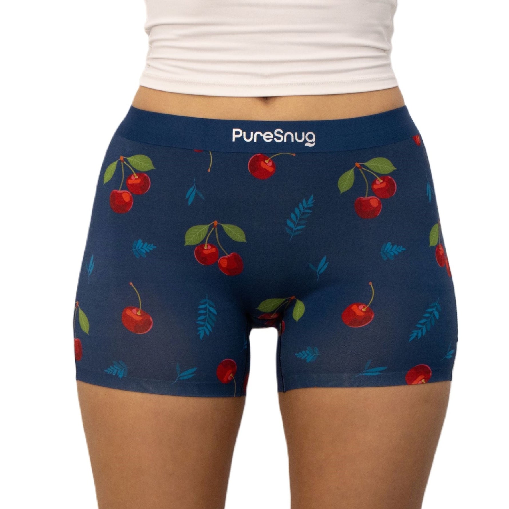puresnug cherry print boyleg front view
