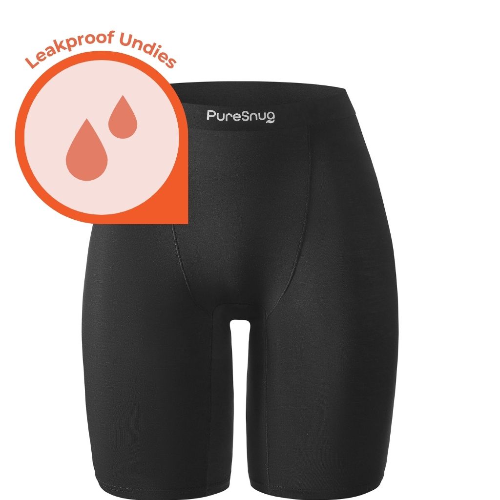 Black (High-Waisted 8") Leakproof Biker Briefs