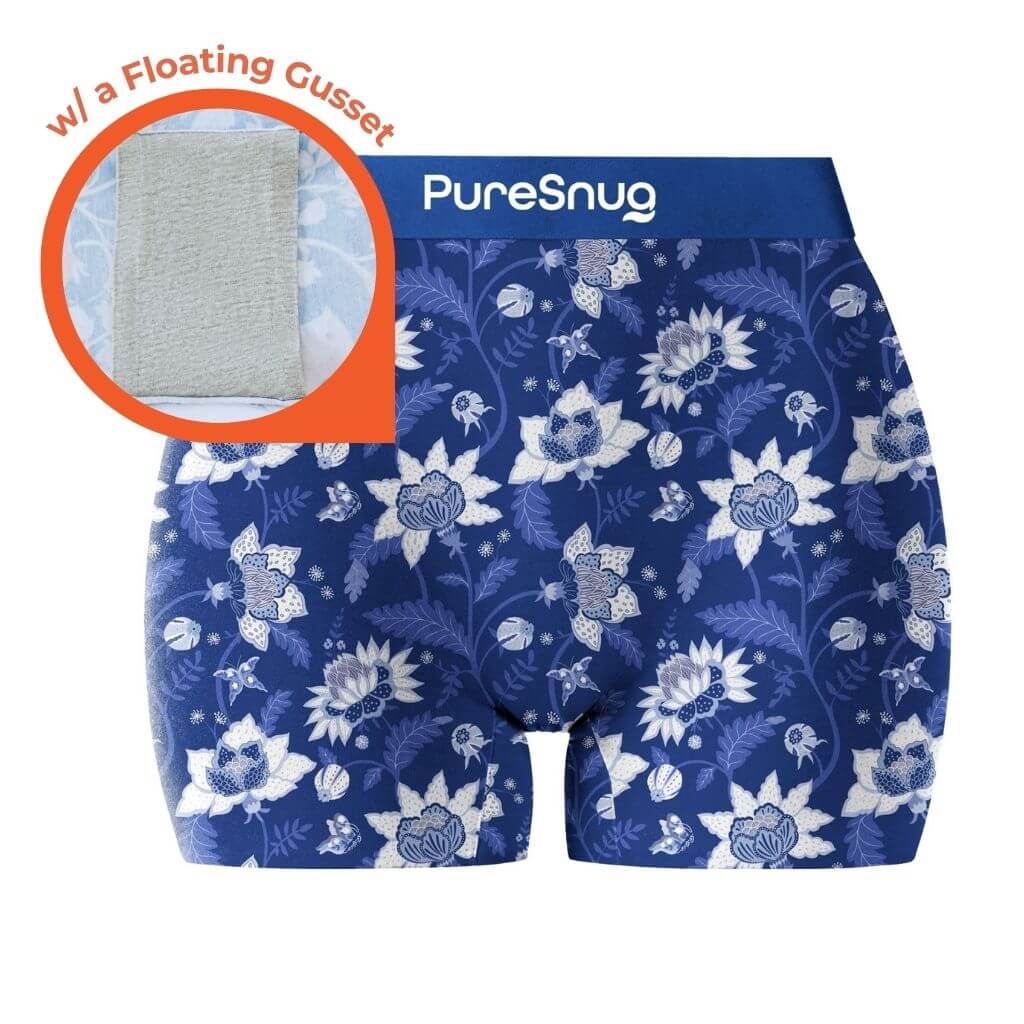 Indigo Bloom (3" inseam) Women's Boyleg Briefs w/Floating Gusset