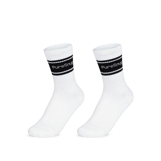 PureSnug Classic Crew Socks (White w/ Black)