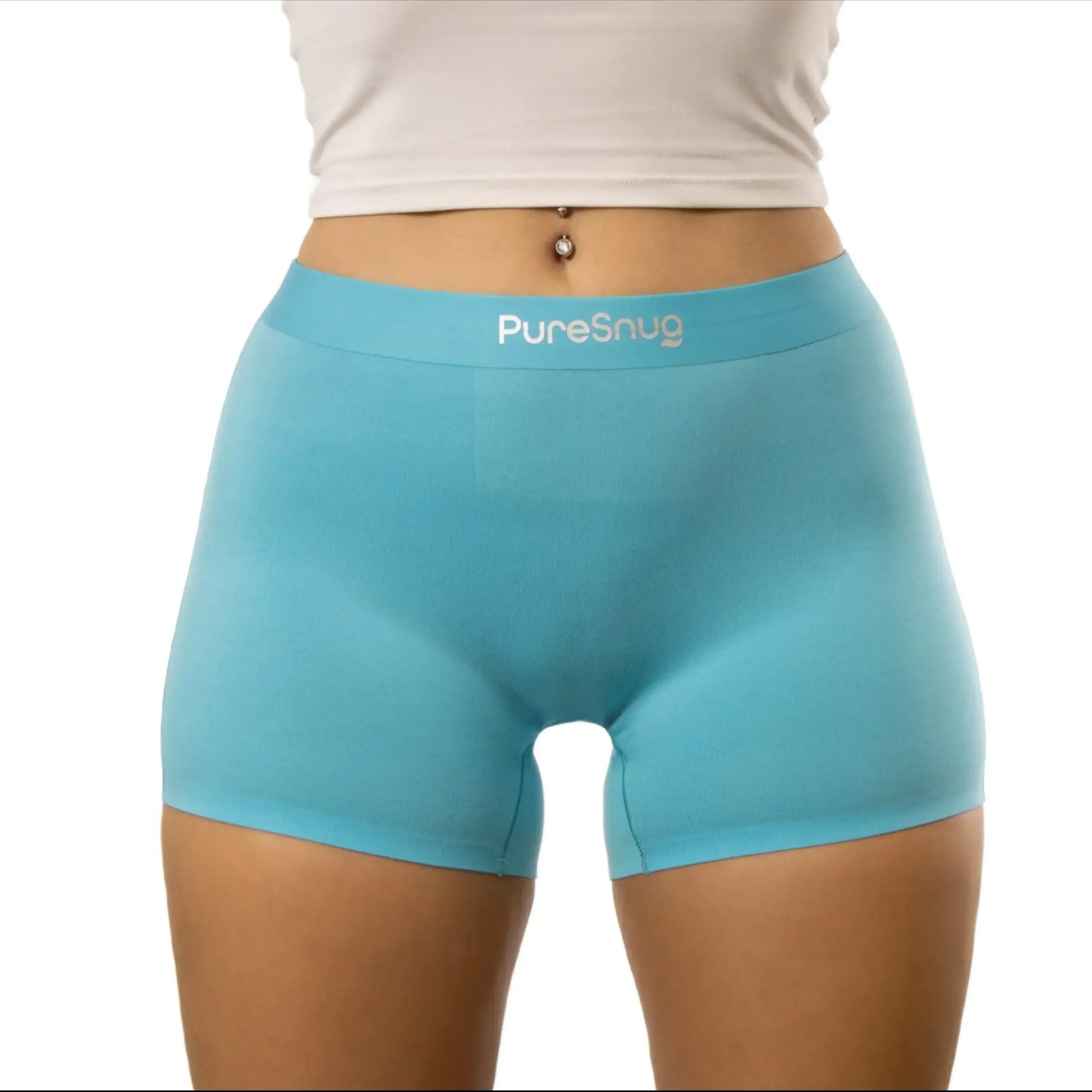 puresnug boyleg in aqua color, smooth, elegant and comfy, no chafing, no ride up, no panty line, Australia