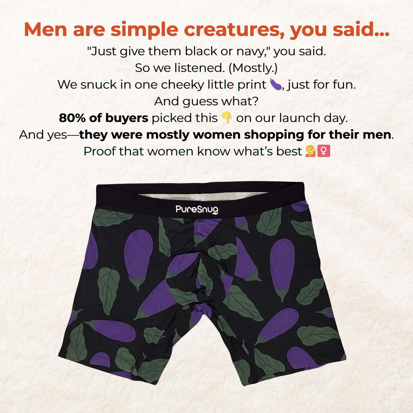 Eggplant Men's Boxer Briefs(6″ Inseam) w/ Pouch