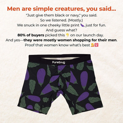 Eggplant Men's Boxer Briefs(6″ Inseam) w/ Pouch