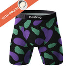 PureSnug men's boxer briefs with supportive pouch in vibrant eggplant print, featuring ultra-soft TENCEL™ Modal fabric