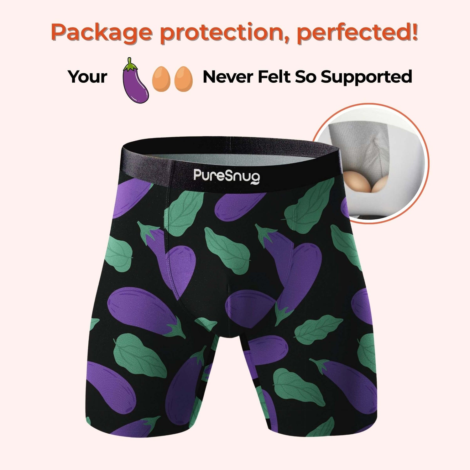 Eggplant Men's Boxer Briefs(6″ Inseam) w/ Pouch